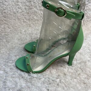 Anne Klein Ossana Mint Green Leather Studded strap Sandals Size 7.5M